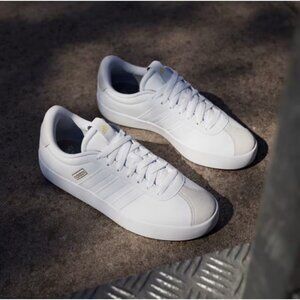 adidas Women's Size 6.5 VL Court 3.0 Trainer Sneakers Cloud White Grey One NEW